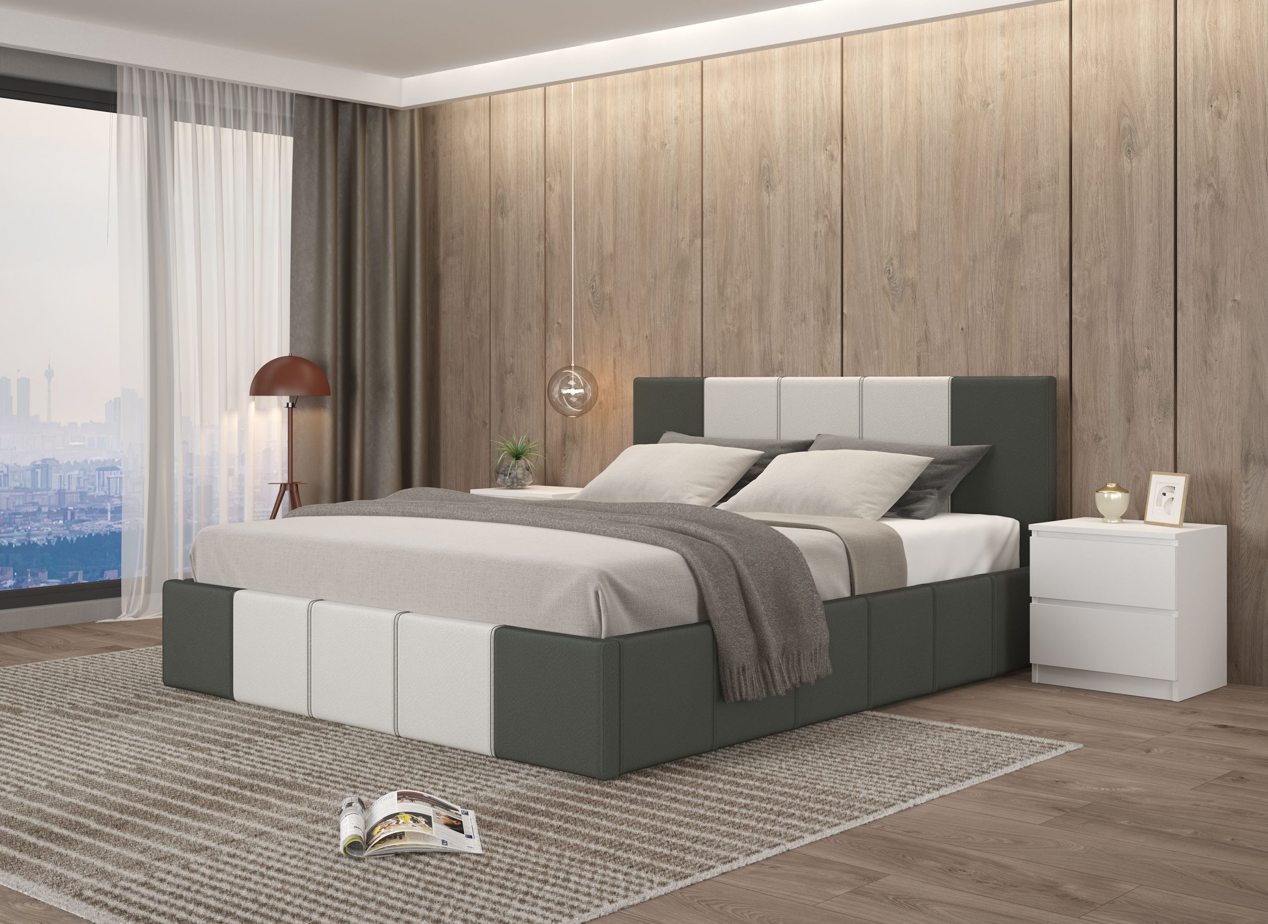 Κρεβάτι τεχνόδερμα με στρώμα Κρεβάτι τεχνόδερμα με στρώμα