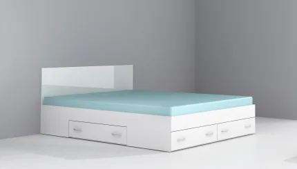 Κρεβάτι διπλό με στρώμα Λευκό γυαλιστερό