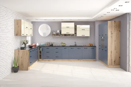 Κουζίνα γωνιακή μπλε