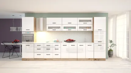ντουλαπια κουζινασ λευκα γυαλιστερα
