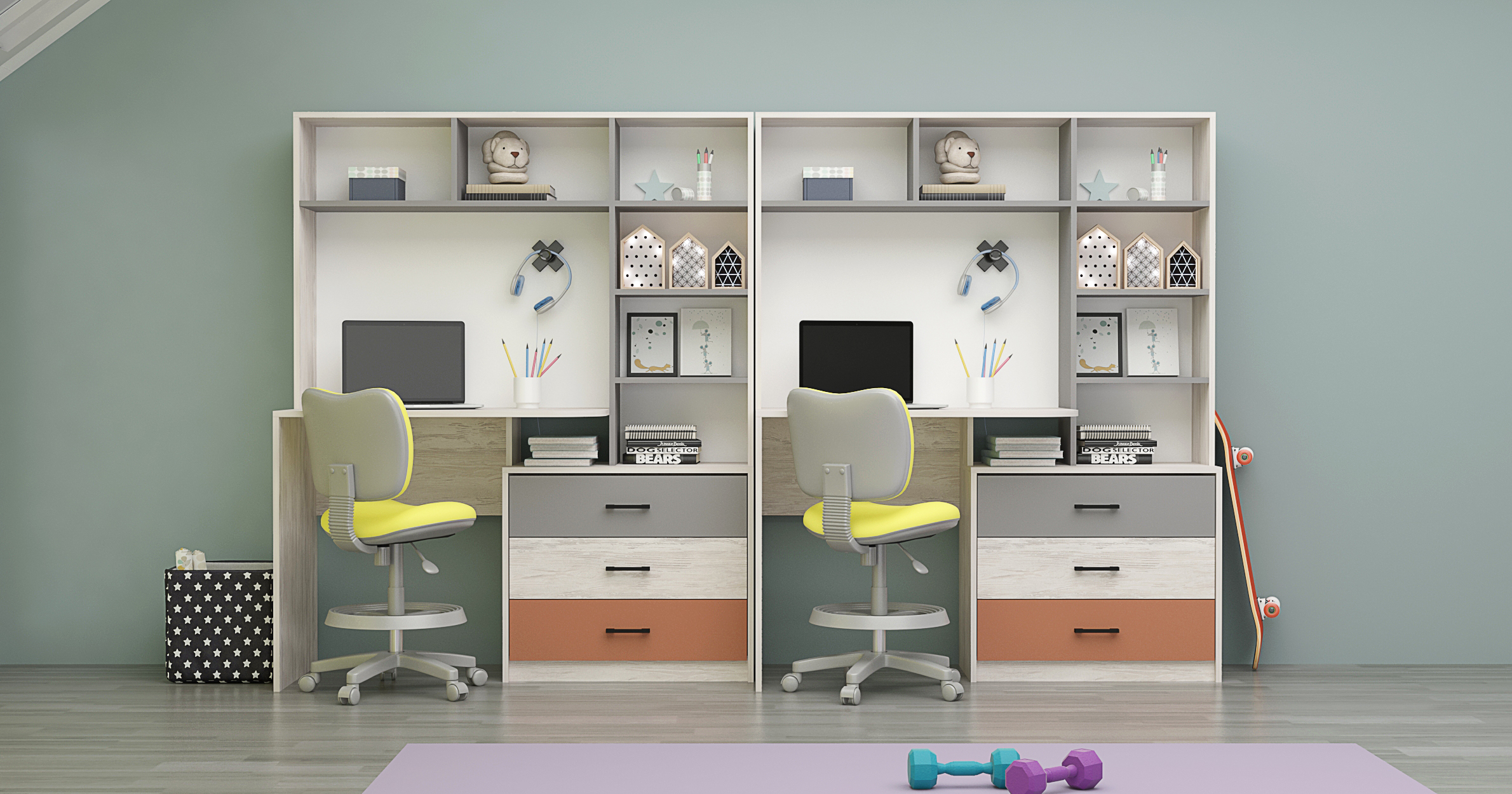 Σύνθεση γραφεία με βιβλιοθήκη